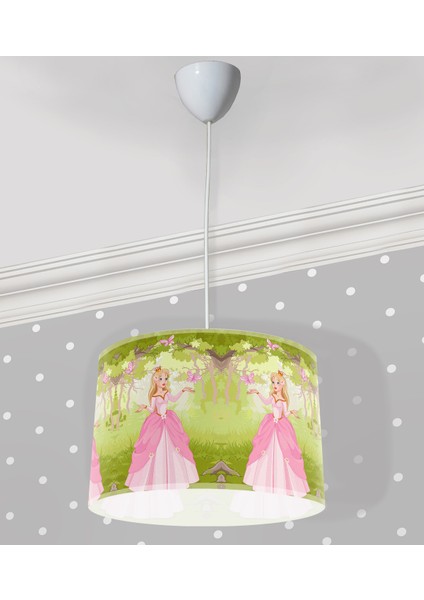 Sevimli Prenses Peri Kız ve Kelebekler Desenli Çocuk Odası Sarkıt Avize
