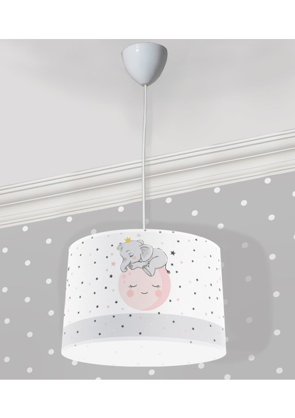 Sevimli Uyuyan Fil ve Yıldızlar Çocuk Odası Sarkıt Avize