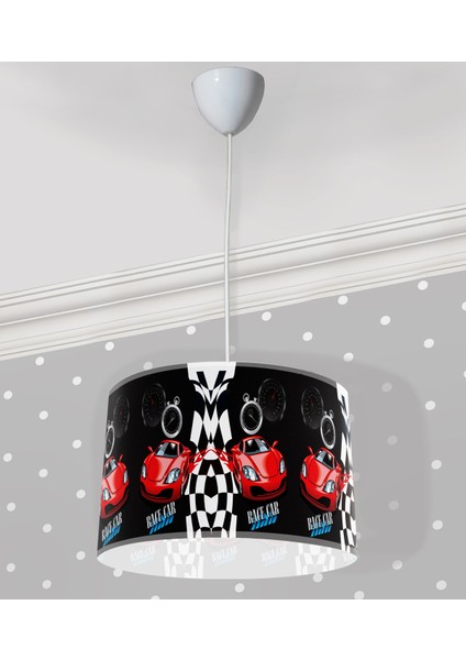 Yarışcı Kırmızı Araba Çocuk Odası Sarkıt Avize