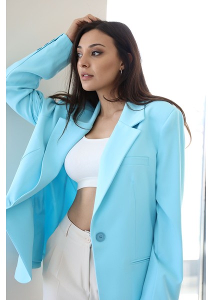 Retro Palazzo Ceket-Turkuaz fırsatları