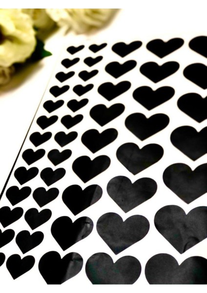 Kalp Etiket Dekoratif Sticker Yapışkanlı Folyo - Siyah fiyatları