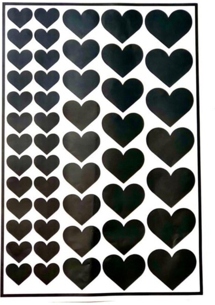 Kalp Etiket Dekoratif Sticker Yapışkanlı Folyo - Siyah modelleri