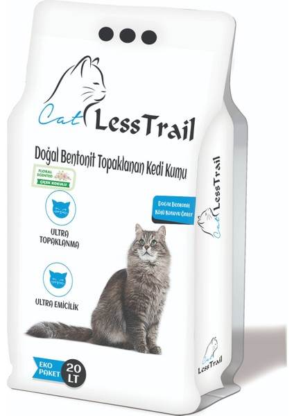 Less Trail 20 Lt Ince Tane Çiçek Kokulu Beyaz Bentonit Kedi Kumu