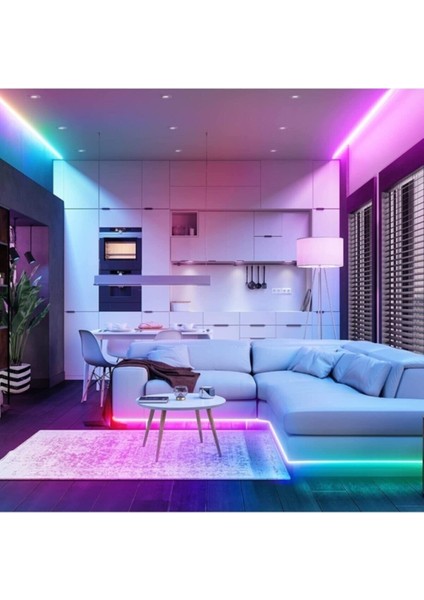 Led Animasyonlu Tak Çalıştır Kumandalı Trafolu Rgb Şerit Işık Aydınlatma 5 Metre Şşr