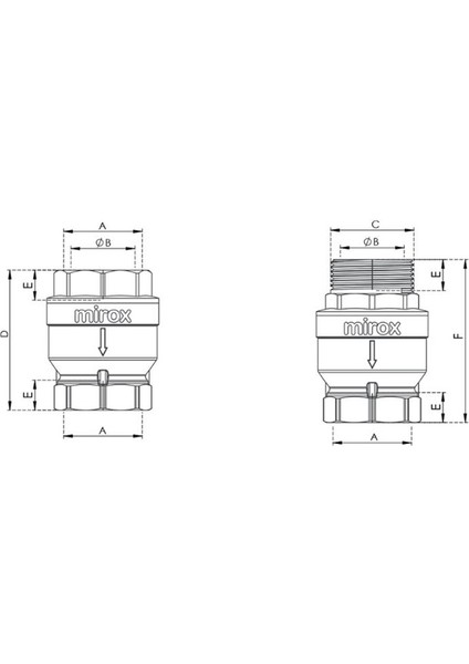 -Çekvalf Dik Yaylı 1'' (Dış Diş) modelleri