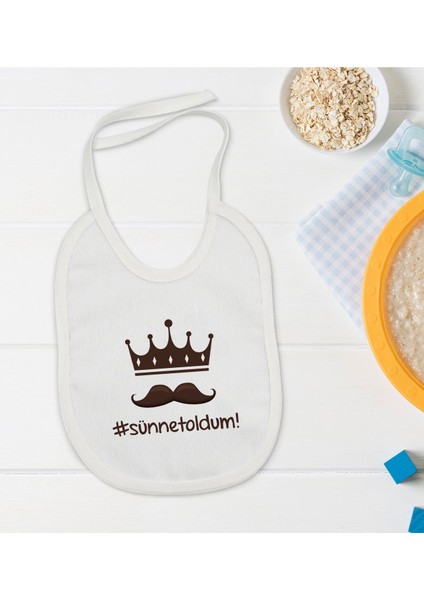 Kids Sünnet Oldum Tasarımlı Bebek Mama Önlüğü - Model 1