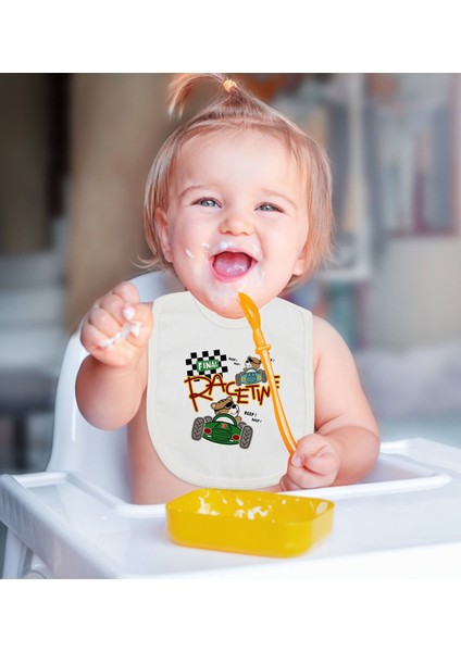 Kids Race Time Tasarımlı Bebek Mama Önlüğü - Model 1 fiyatları