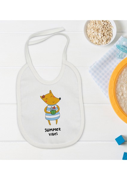 Kids Summer Vibes Tasarımlı Bebek Mama Önlüğü - Model 1