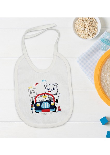 Kids Sevimli Sürücü Tasarımlı Bebek Mama Önlüğü - Model 1
