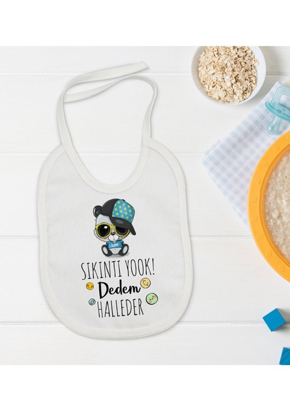 Kids Sıkıntı Yok Dedem Halleder Tasarımlı Bebek Mama Önlüğü - Model 2