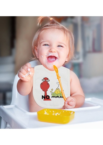 Kids No Problem Tasarımlı Bebek Mama Önlüğü - Model 1