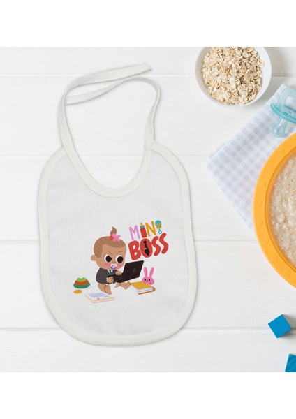 Kids Mini Boss Tasarımlı Bebek Mama Önlüğü - Model 1