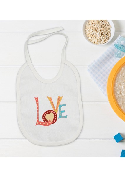 Kids Love Tasarımlı Bebek Mama Önlüğü - Model 1