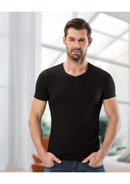 V Yaka Modal Yarım Kollu Erkek Atlet 1204