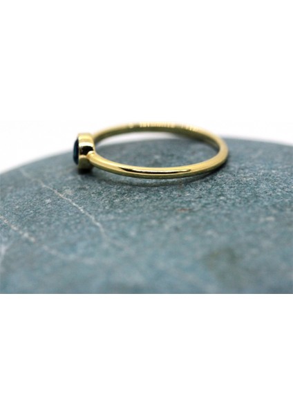 Göz Altın Yüzük - 14 Ayar Altın Mavi Göz Nazar Boncuklu Minimal Tektaş Kadın Yüzük - Eşe, Sevgiliye fırsatları