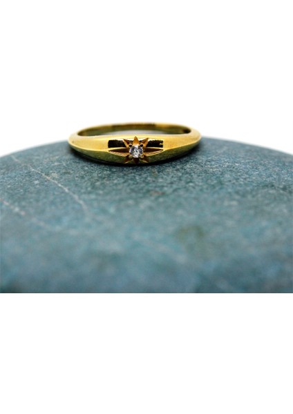 Altın Yüzük - Signity Taşlı Kuzey Yıldızı Minimal 14 Ayar Altın Yüzük-Hediye Altın Yüzük fiyatları