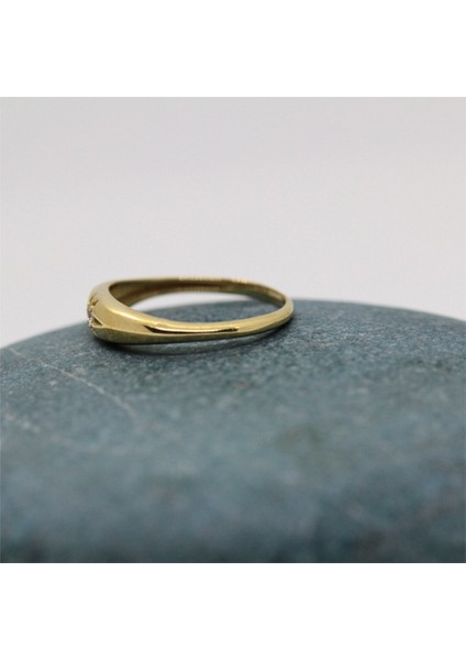 Altın Yüzük - Signity Taşlı Kuzey Yıldızı Minimal 14 Ayar Altın Yüzük-Hediye Altın Yüzük fırsatları