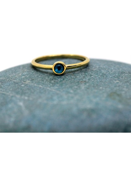 Altın Yüzük - Nazar Bocuğu 14 Ayar Tek Taş Yüzük-Nazar Boncuğu Altın Tek Taş Yüzük-Hediye Altın Yüzük