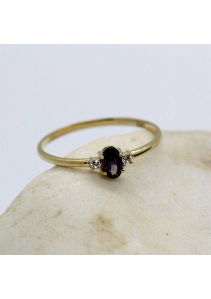 Altın Yüzük - 0.70CT Smoky Taşlı 0.10 Pırlanta(Signity)Tria Evlilik Teklifi 14 Ayar Altın Yüzük-Hediye Altın Yüzük modelleri