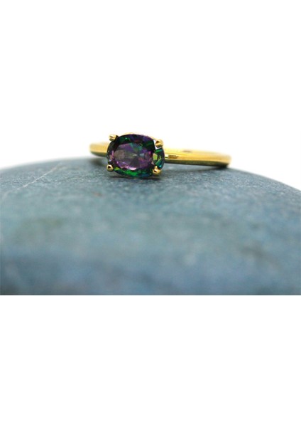 Tektaş Altın Yüzük - 14 Ayar Altın 2.60 Karat Mistik Topaz Taşlı Tek Taş Evlilik Teklifi Yüzüğü