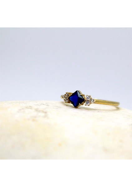 Altın Yüzük - Safir Carolin Alyans YÜZÜK-0.40CT Nano Safir Evlilik Teklifi Alyansı-14 Ayar Hediye Altın Evlilik Teklifi Yüzük