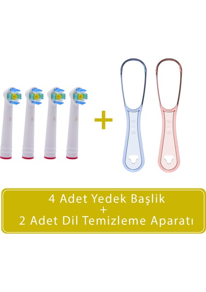 Oral B Uyumlu Diş Fırçası Yedek Başlığı Ve Dil Temizleme Aparatı