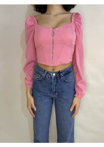 Pembe Balon Kollu Büstiyer