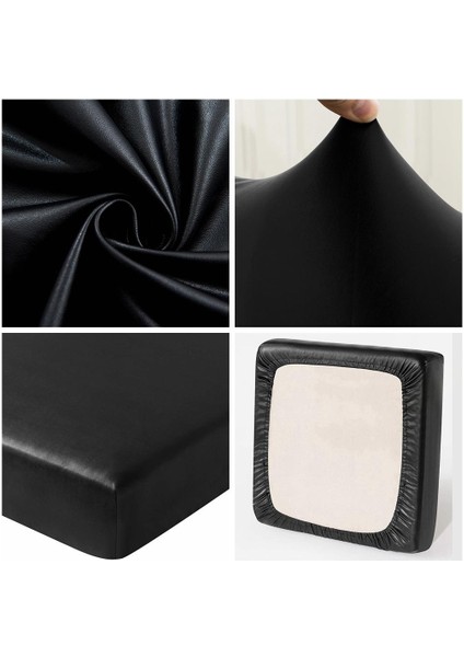 Streç Pu Deri Koltuk Slipcover Kanepe Koltuk Örtüsü Koruyucu Black_1 Kişiz