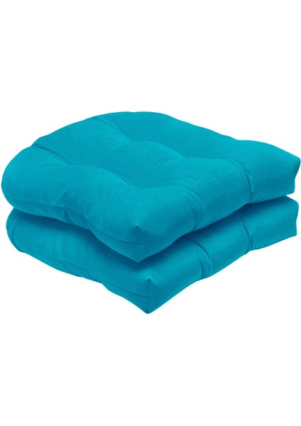 2x Tepeli Koltuk Minderleri Yuvarlak Geri 19 "x 19" Veranda Mobilya Sandalye Pedleri Lake Mavi fiyatları