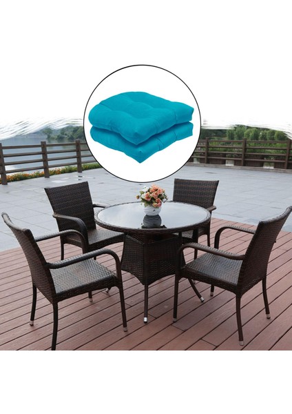 2x Tepeli Koltuk Minderleri Yuvarlak Geri 19 "x 19" Veranda Mobilya Sandalye Pedleri Lake Mavi modelleri