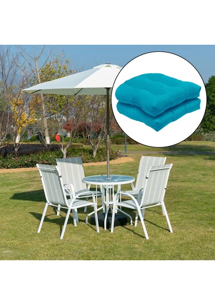 2x Tepeli Koltuk Minderleri Yuvarlak Geri 19 "x 19" Veranda Mobilya Sandalye Pedleri Lake Mavi fırsatları