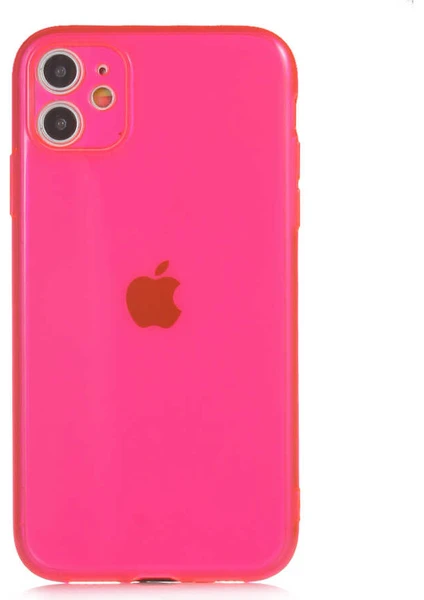 Apple iPhone 11 Kapak Kamera Korumalı Neon Renkli Silikon Kılıf - Neon Pembe