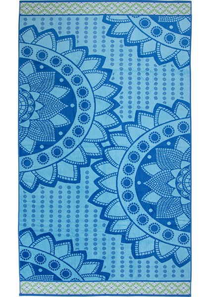 Saint Tropez Mandala Blue Kadife Plaj Havlusu 101 x 178 cm