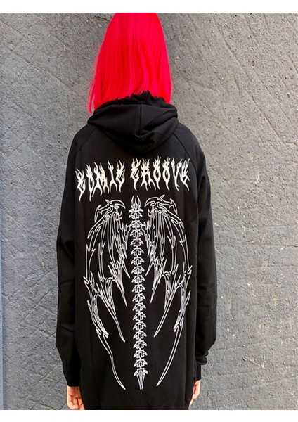 Touz Siyah Tribal Gothic Wings () Kapşonlu