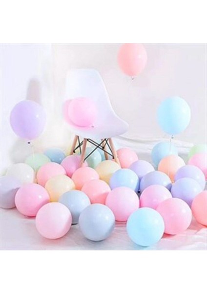Makaron Balon 60 Adet Karışık Renk Soft Pastel Balon + 5 Mt.balon Zinciri