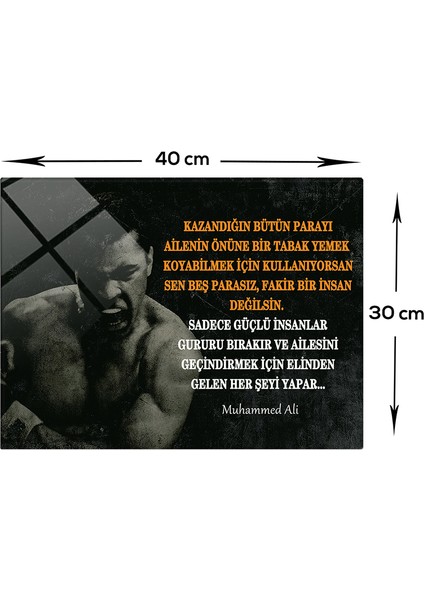 Kişisel Gelişim | Cam Tablo | Muhammed Ali | 30cm x 40cm fiyatları