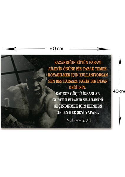 Kişisel Gelişim | Cam Tablo | Muhammed Ali | 40cm x 60cm