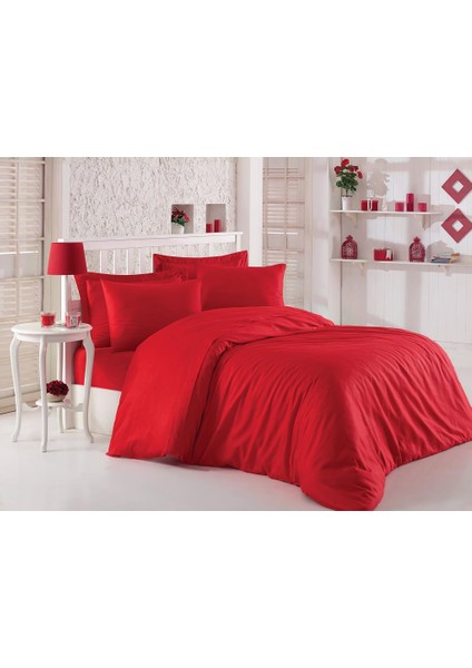 Elegant Kırmızı Çift Kişilik Saten Nevresim Takımı