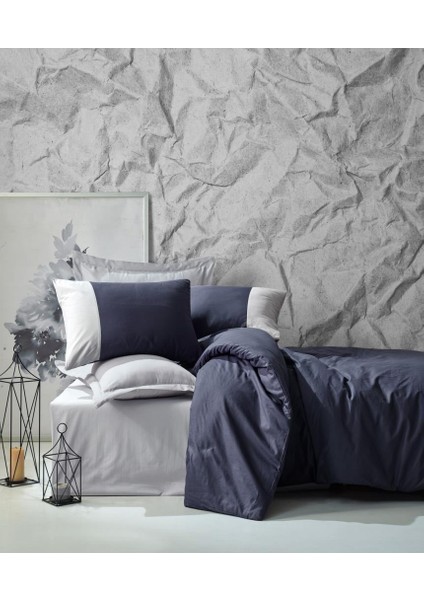 Plain Çift Kişilik Nevresim Takımı Lacivert Gri