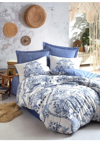 Bohem Nevresim Takımı Çift Kişilik Egina Mavi