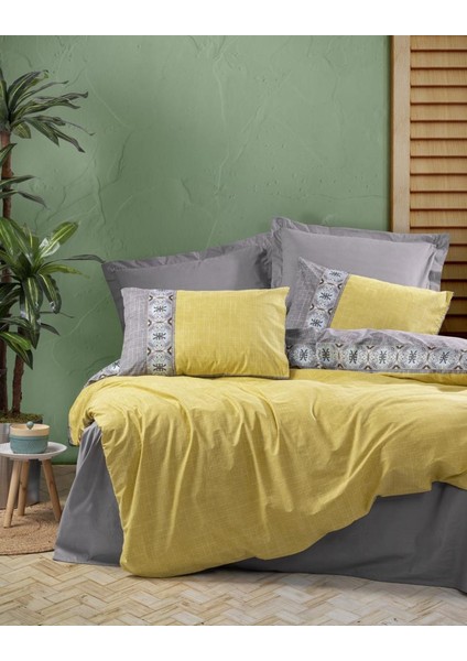 Folk Art Çift Kişilik Nevresim Takımı Aponi Gri