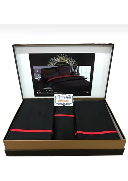 Çift Kişilik Delüx Saten Nevresim Takımı Prestige Siyah