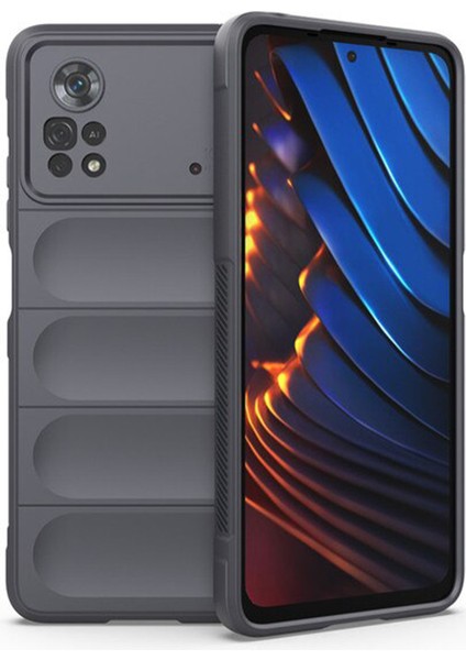 Xiaomi Poco X4 Pro 5g Miami Serisi Darbeye Dayanıklı Silikon Kılıf - Koyu Gri