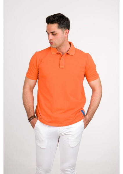 Taş Yıkama Regular Fit Lacost Kumaş Polo Yaka Pamuklu Erkek T-Shirt