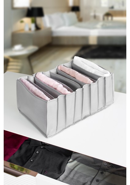 8 Gözlü Çekmece Içi Antrasit Düzenleyici Organizer - Large 24 x 37 x 18 cm fiyatları