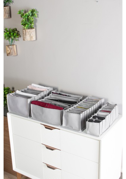 8 Gözlü Çekmece Içi Antrasit Düzenleyici Organizer - Large 24 x 37 x 18 cm modelleri