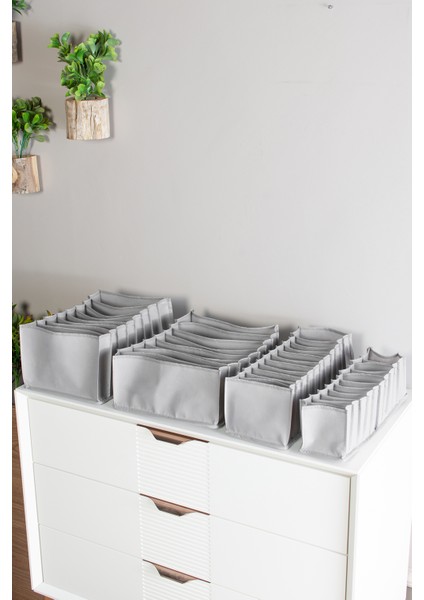8 Gözlü Çekmece Içi Antrasit Düzenleyici Organizer - Large 24 x 37 x 18 cm fırsatları