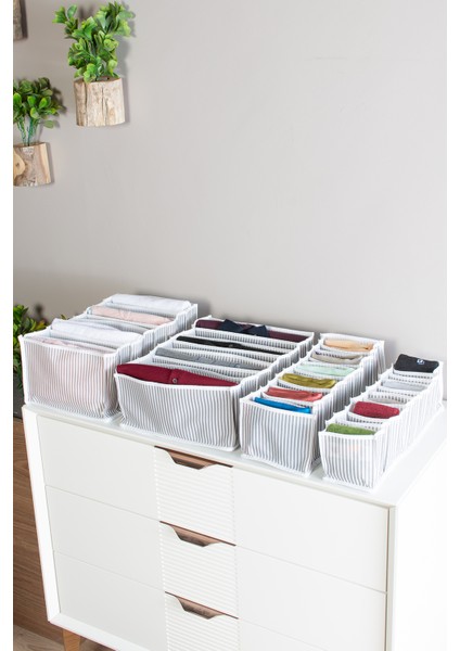 8 Gözlü Çekmece Içi Gri Çizgili Düzenleyici Organizer - Large 24 x 37 x 18 cm modelleri