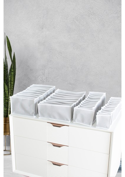 8 Gözlü Çekmece Içi Gri Çizgili Düzenleyici Organizer - Large 24 x 37 x 18 cm fırsatları