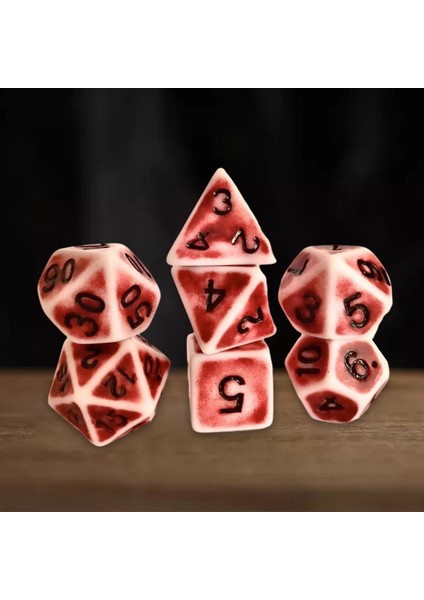 Akrilik Polyhedral Zar Aile Oyunları Için Kırmızı